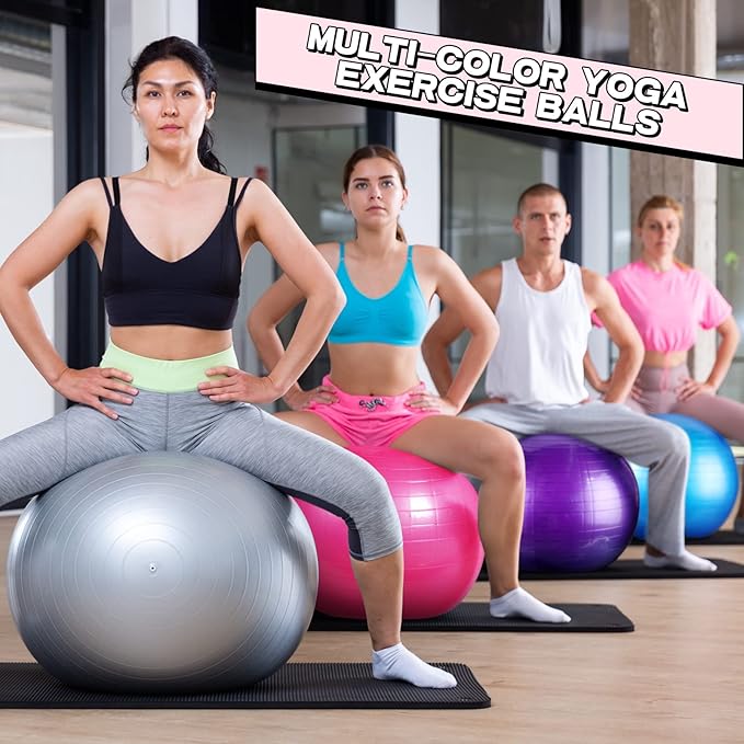 Jerify 10 Pcs Pilate Ball Exercise Ball Bulk Yoga Ball for Fitness Pregnancy Birthing, Core Ball Chair Workout Equipment with Pump and Plug for Office Home Gym, Supporting 330lbs