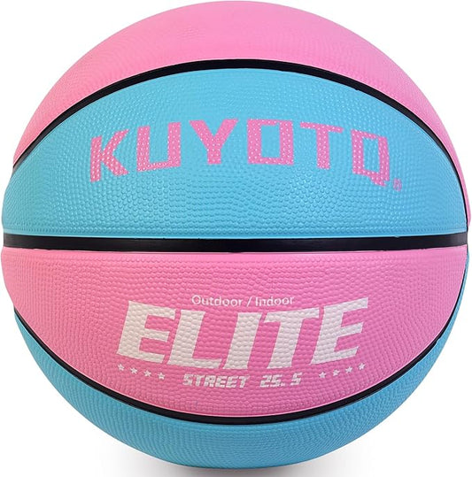 KUYOTQ Kids Toddler Youth Adult Size 3/4/5/6/7 Basketball 22/25.5/27.5/28.5/29.5" Thickened Rubber or Faux Leather Basketball for Boys Girls (Deflated)