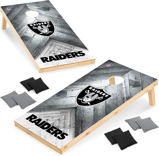 Wild Sports NFL Football 2' x 4' Regulation Size Solid Wood Cornhole Set with Direct Print HD Team Graphics Great Gift for Any Football Fan! Bean Bag Toss Family Outdoor Game