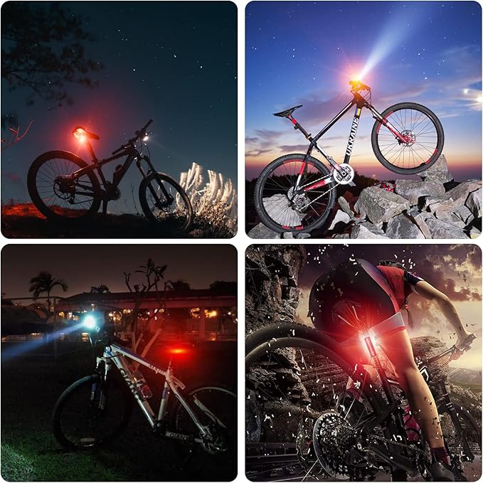 Bike Lights,Bike Light for Night Riding,10000Lumen LED Bike Headlight,Rechargeable Bike Headlight,Bright Bike Lights Front and Back with High Beam&Low Beam Light,Free Taillights