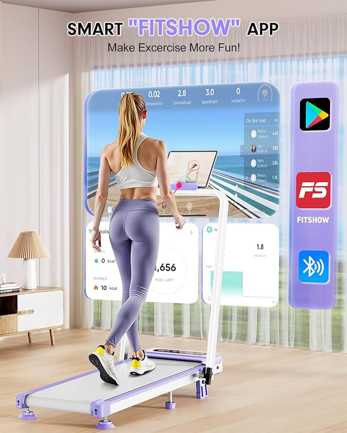 2025 Upgrade Walking Pad Treadmill with 8% Incline & Handle Bar, 3.5HP Portable Treadmill for Home Small, Under Desk Compact Walking Pad 300+lb Capacity, Shock Absorption, 0.6-6mph, Remote, Smart App