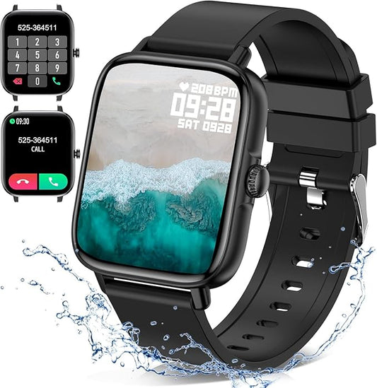 Smart Watch for Men Women (Answer/Make Call) - 1.9" Full Touch Screen Smartwatch iOS Android Compatible, Fitness Tracker Watch with Heart Rate Sleep Monitor, BP, SpO2, Step Counter (Classic Black)