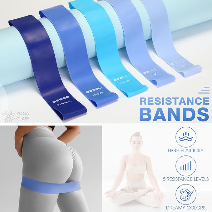 Set of 6 Style Pilates Home Equipment Set Pilates Essential Kit Workout Accessories 14 Magic Circle Mini Exercise Ball Yoga Strap Silicone Tension Strip Tension Band Sliding Plate