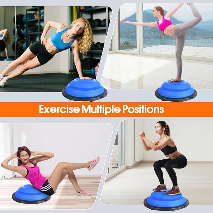 Foldable Balance Ball Trainer with Resistance Bands – Home Workout Equipment with Pump & Non-Slip Base – Core Strength Training Tool for Yoga, Pilates, Balance & Stability