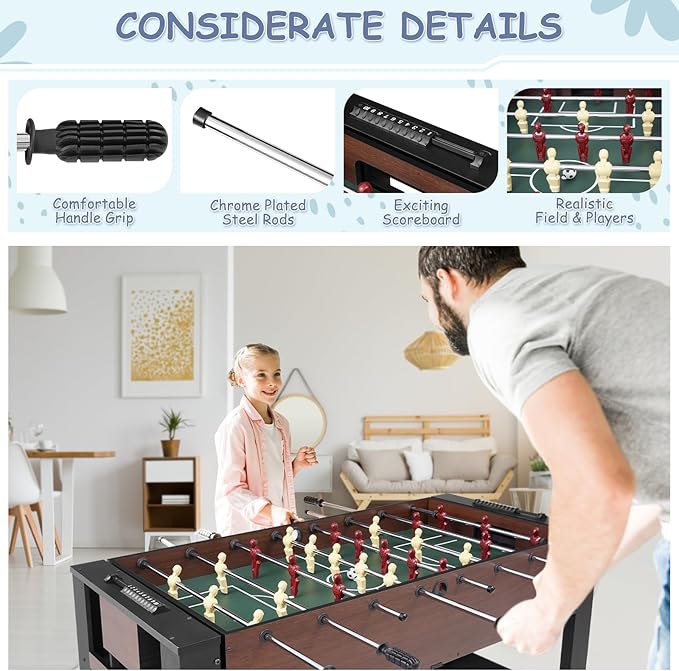 4-in-1 Swivel Multi-Game Table - 54" Combo Game Table Set for Kids, Adults - Indoor and Outdoor Arcade Sports Table - Air Hockey, Billiards, Foosball, Ping Pong for Home, Game Room