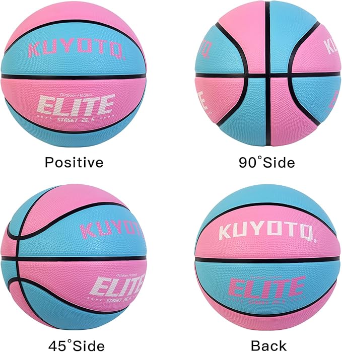 KUYOTQ Kids Toddler Youth Adult Size 3/4/5/6/7 Basketball 22/25.5/27.5/28.5/29.5" Thickened Rubber or Faux Leather Basketball for Boys Girls (Deflated)