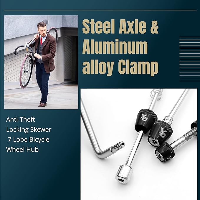 ONIPAX Bike Anti-Theft Locking Skewer 7 Lobe Bicycle Wheel Hub Secure