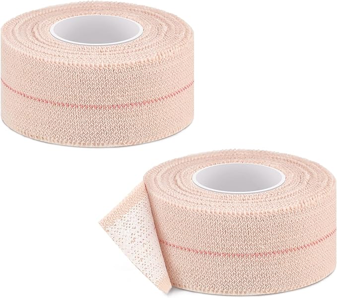 2 Rolls Adhesive Elastic Tape Bandage Tape Wrap Flexible Stretch Bandages for Sports Ankle, Knee and Wrist Sprains(Beige,1 Inch Wide)