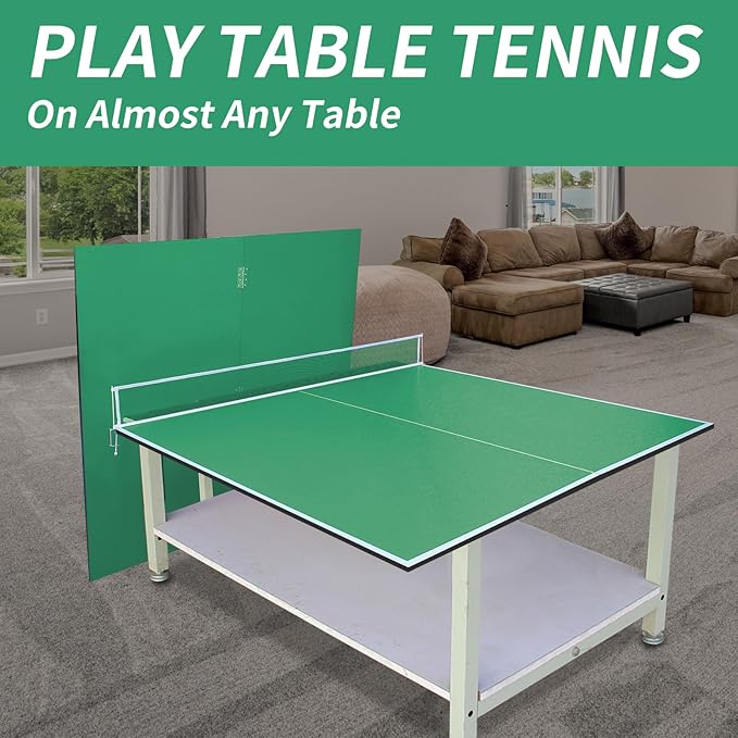 7/8/9ft Mid-Size Ping Pong Conversion Top with Net Set for Billiard and Pool Tables - Regulation Top Converts Billiards into Ping Pong Table Blue/Green/Black