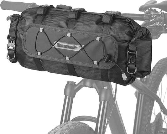 Rhinowalk Bicycle Handlebar Bag, both sides open and folded closed, with waterproof inner pocket, suitable for road bike, mountain bike, etc.