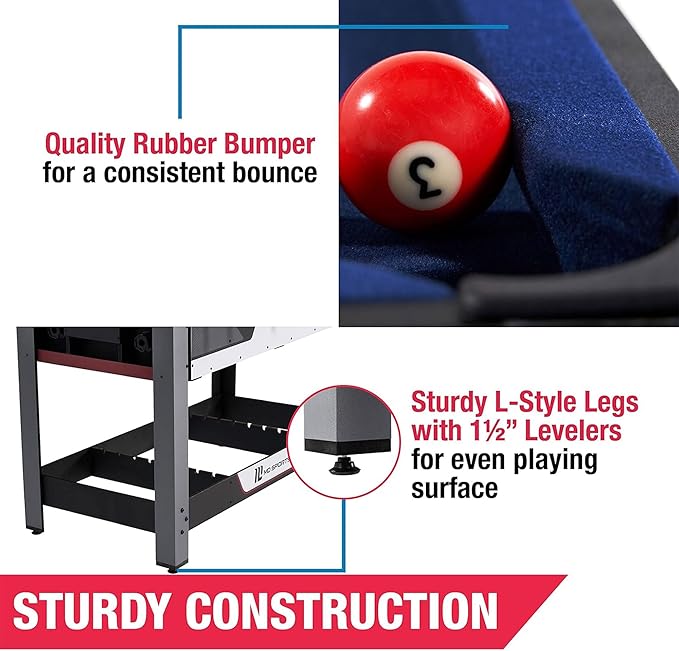 MD Sports Combination Games Multiple Styles Arcade Collection, Billiards, Ping Pong, Hockey, Basketball and Foosball Combination Kit Comes with All The Basics