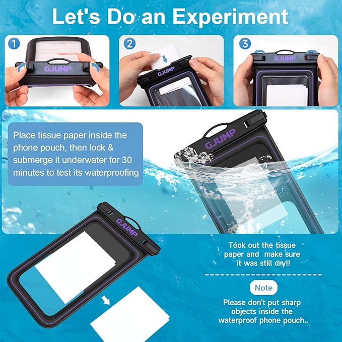 2 Pack Floating Waterproof Phone Pouch, Up to 8.3" IP68 Cellphone Dry Bag Compatible for iPhone 16 15 14 13 Pro Max Samsung Galaxy, Essential for Beach Cruise Ship (Purple*2)