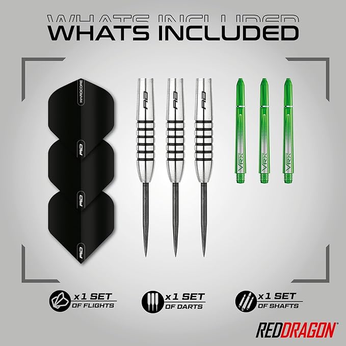 RED DRAGON Featherlite 10g, 12g, 14g, 15g, 16g, 17g, 18g or 19g Tungsten Darts Set with Flights and Stems