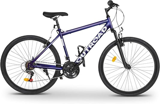 Outroad 26 Inch Mountain Bike, 7/21-Speed/High-Carbon Steel/Aviation Grade Frame, Dual Disc/V Brake, Adjustable Ergonomic Seat Bicycle for Men Women Adult, Quick Assembly in 20 Minutes