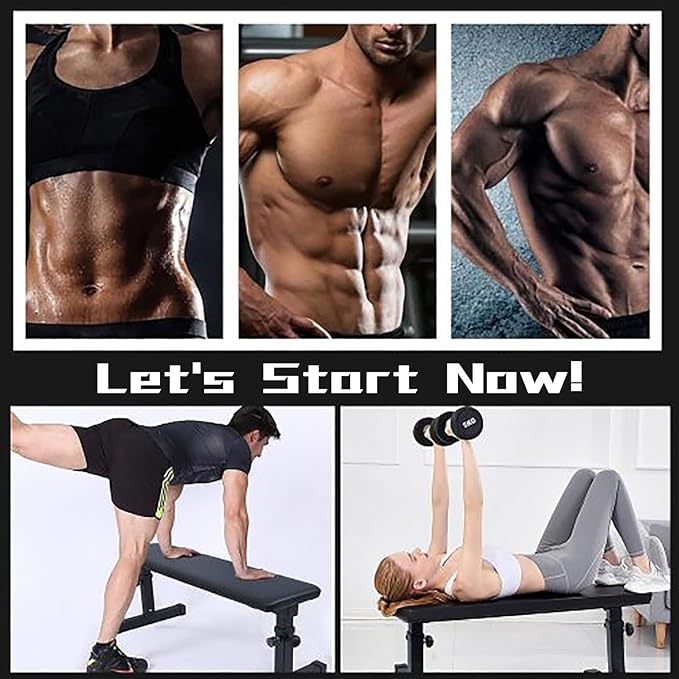 Flat Weight Bench for Weight Training, Easy Assembly Height Adjustable Workout Bench for Weight Training, Home Fitness Strength Training Bench (440lbs)