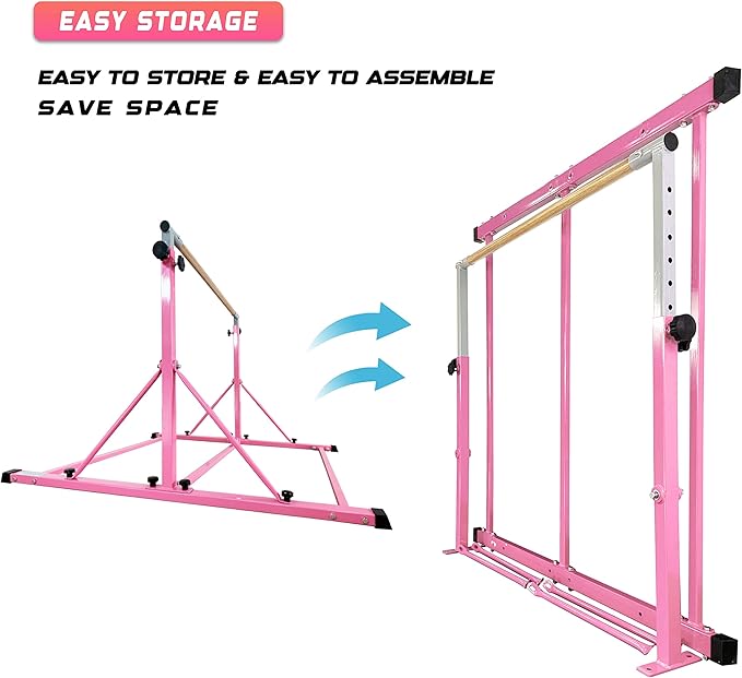MARFULA Gymnastic Bar for Kid and Teenage Ages 3-25, 5 FT / 8 FT Base Length, 4 FT Width 5 FT Height, Gymnastic Kip Bar Horizontal Bar for Gymnast, Gymnastic Training Equipment for Home and Club Use