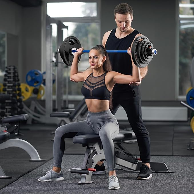 RitFit Barbell Weight Set - 4/6FT Olympic Barbell with Weight Plates (55-275LB Total) - Weightlifting Equipment for Squats, Curls, Deadlifts, Presses, Hip Thrusts