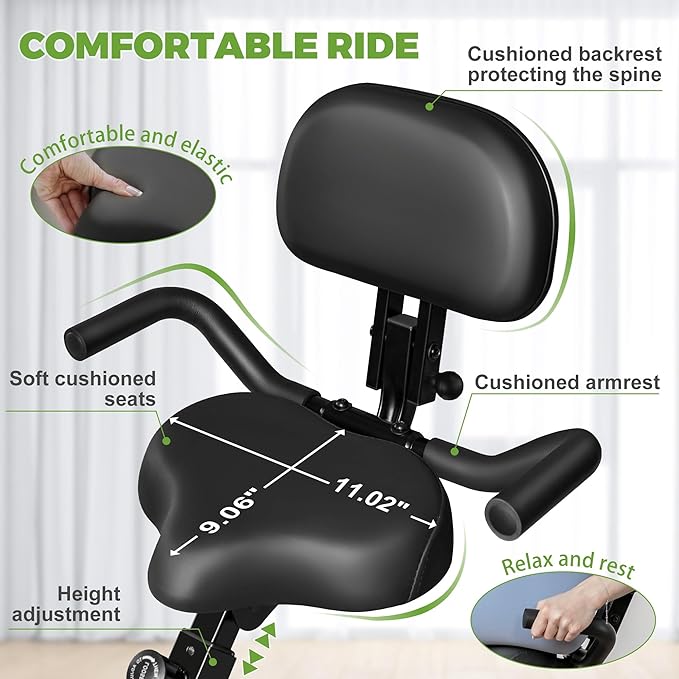 Caromix Folding Exercise Bike, 5 in 1 Stationary Magnetic Cycling Bicycle Upright Indoor Cycling Bike for Home Workout 330LB Capacity