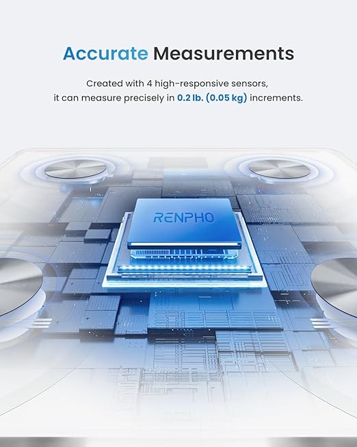 RENPHO Smart Scale for Body Weight, Digital Bathroom Scale BMI Weighing Bluetooth Body Fat Scale, Body Composition Monitor Health Analyzer with Smartphone App (White, 11"/280mm)