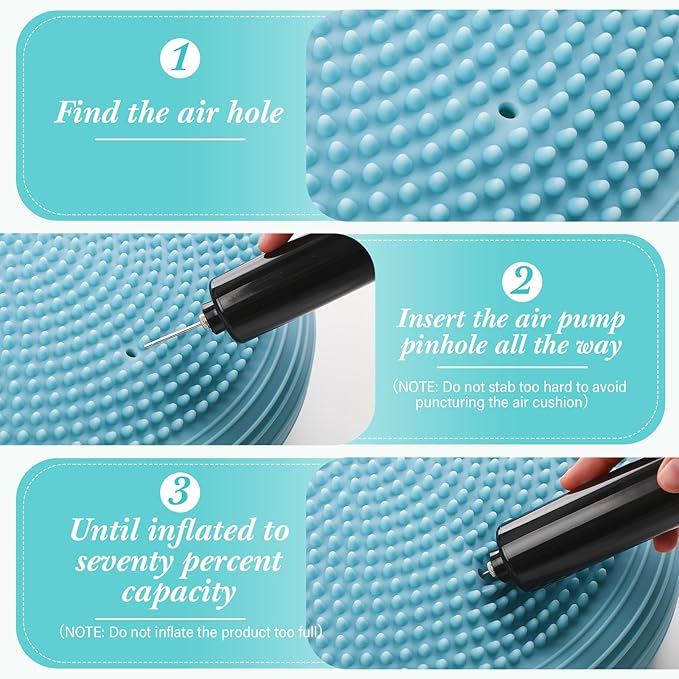 Libima 2 Pcs Wobble Cushion with Inflation Pump Wiggle Seat Flexible Sensory Seating Balance Disc Board for Men Women Physical Exercise Improving Posture Home Office
