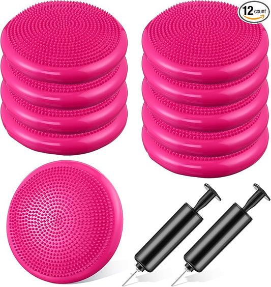 Leitee 10 Pcs Wobble Cushion Inflated Wiggle Seats 13.4'' Balance Disc with Air Pump Sensory Flexible Seat Balance Pad for Focus Sensory Training Core Stability Physical Exercise Home Office