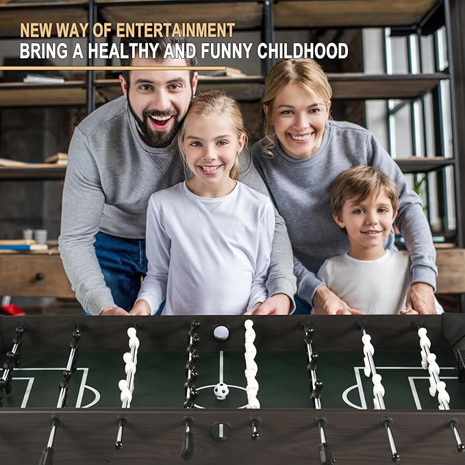 RAYKEE Foosball Table, 54" Soccer Games Table Competition Sized Wooden Table Soccer w/ 2 Balls for Adult Kids Youth Home, Game Room, Office, Party