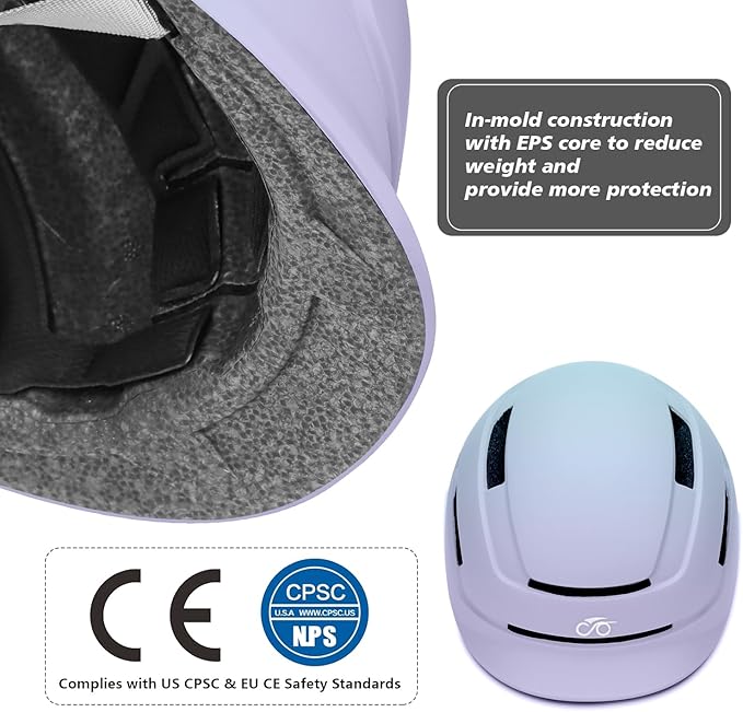 Adult Urban Bike Helmet - Adjustable Fit System & Integrated Taillight for Men Women