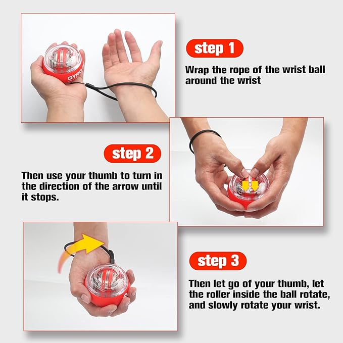 Wrist Trainer Ball Auto-Start Gyroscopic Forearm Exerciser Gyro Ball for Strengthen Arms, Fingers, Bones and Muscles