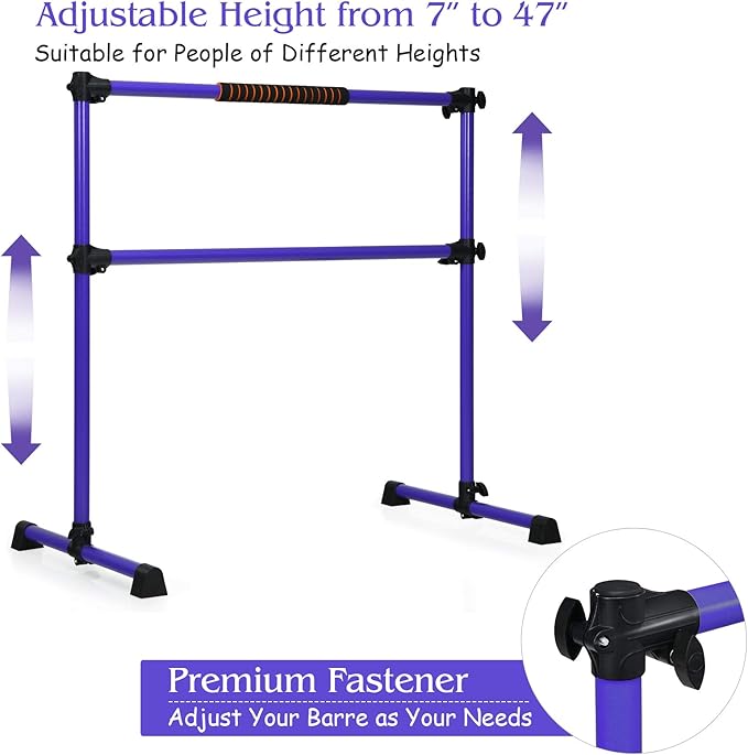GOFLAME Ballet Barre Portable Double, 4FT Freestanding Ballet Barre Adjustable, Heavy Duty Dancing Stretching Ballet Bar for Home, Dance Barre, Fitness Ballet Bar