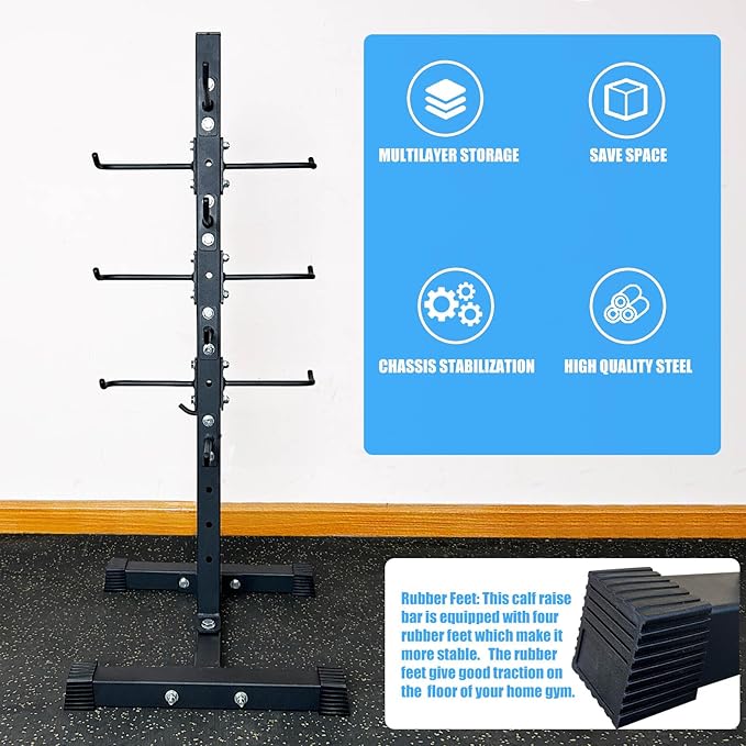 Cable Attachment Rack for Lat Pull Down Bar, Heavy Duty Steel Lat Bar Organizer, Gym Storage Rack for LAT Pulldown Attachments