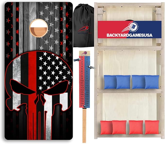 CornholeGamesUSA Pro Cornhole Boards Set | Made in USA | 3/4 Baltic Birch | No Bounce | Triple Thick Legs | Two Brace & Handles, Tournament 2x4 Regulation Set with Score Tower & Cornhole Bags