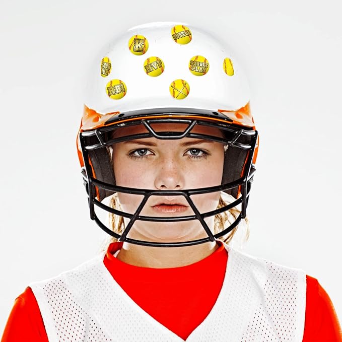 Jecery 200 Pcs Baseball Softball Helmet Decals Vinyl Sports Softball Stickers Self Adhesive Helmet Stickers Decals Baseball Accessories for Batting(Letter Style)
