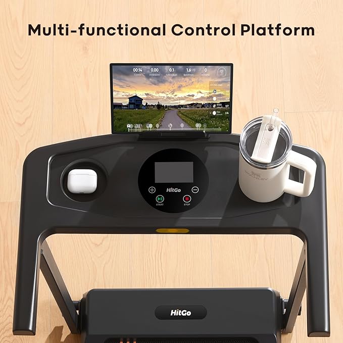 Treadmill with Incline, 2.5 HP Folding Treadmills for Home with 300 lbs Capacity, Portable Walking Pad Treadmill with Desk Work Station, App, Cup & Phone Holder