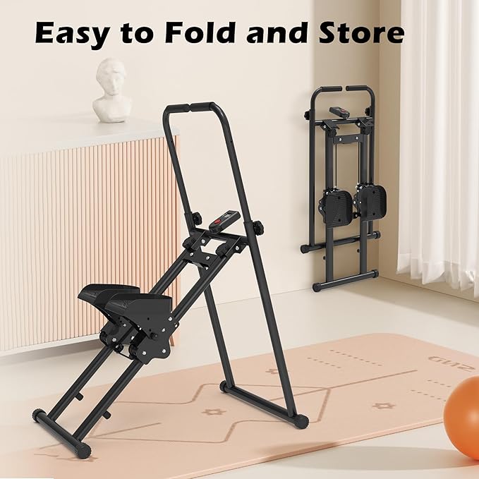 Leikefitness Stair Stepper for Home-Upgrade Vertical Climber,Folding Cardio Exercise Machine,Stair Climber for Full Body Workout with Adjustable Handlebar for Women & Men