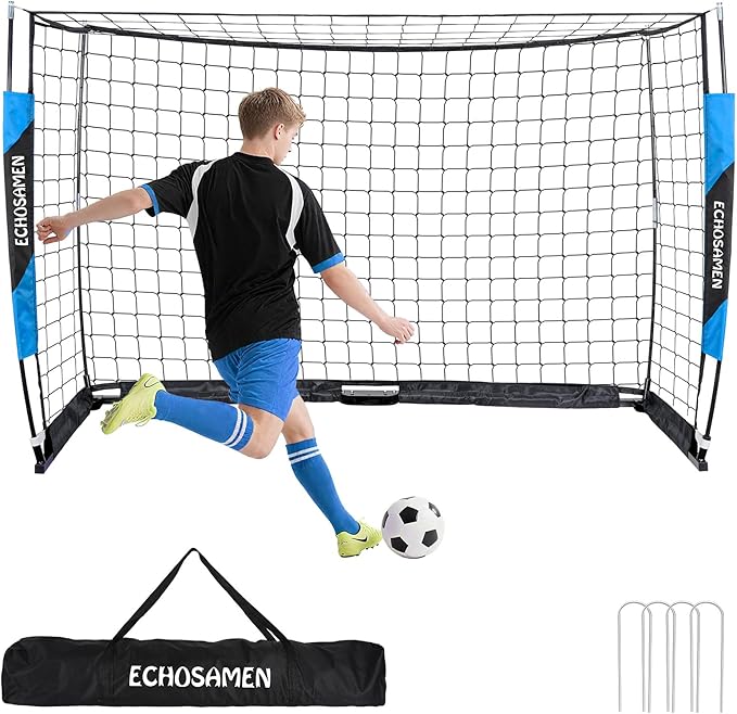 12X6FT/6X4FT Soccer Goal, Portable Soccer Goals for Backyard, Easy to Carry, Easy to Install, Comes with 1 Carry Bag, 4 Ground Nails, Youth and Adult Training Equipment.