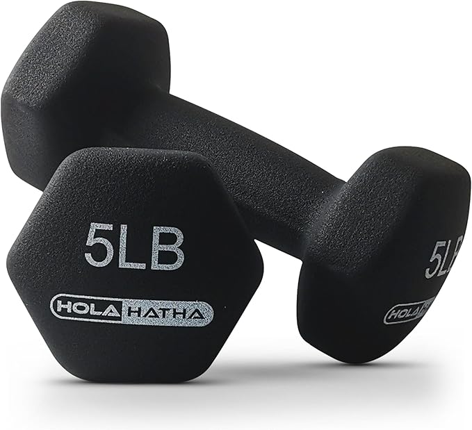 HolaHatha 2, 3, 5, 8, and 10 Pound Neoprene Dumbbell Free Hand Weight Set with Rack, Ideal for Home Exercises to Gain Tone and Definition, Pastel