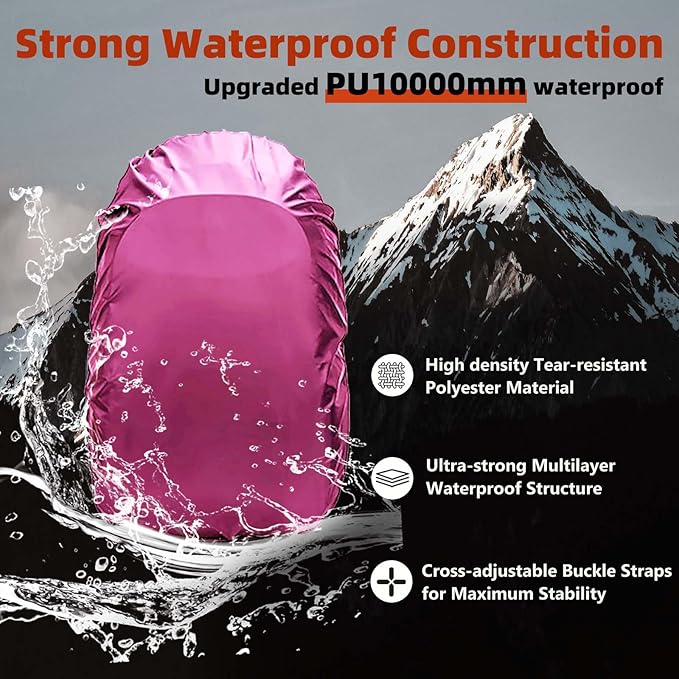 Frelaxy Waterproof Backpack Rain Cover, 10000mm Waterproof Level, Upgraded Ultra-Strong Multilayer Structure, Antislip Cross Buckle Strap, Ultralight Compact Portable, for Hiking, Camping, Traveling