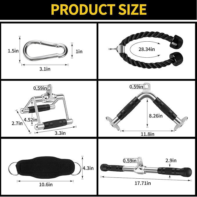 Cable Machine Attachment, LAT Pulldown Attachments, Home Gym Accessories, Triceps Pull Down Attachment