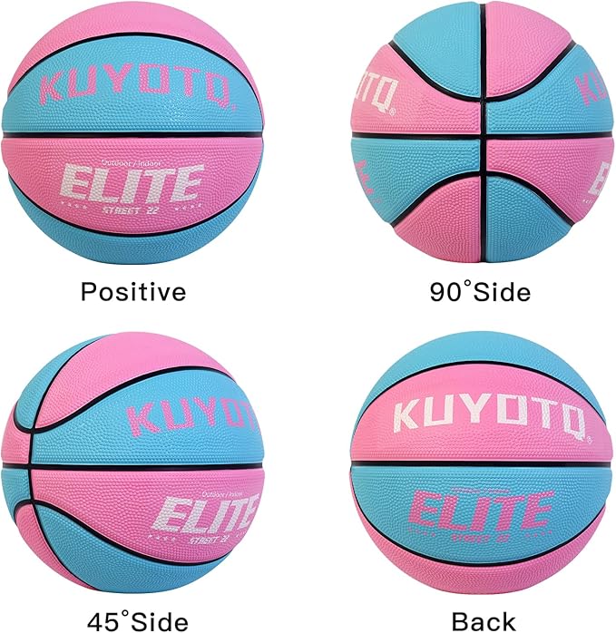 KUYOTQ Kids Toddler Youth Adult Size 3/4/5/6/7 Basketball 22/25.5/27.5/28.5/29.5" Thickened Rubber or Faux Leather Basketball for Boys Girls (Deflated)