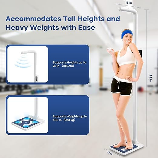 GE Digital Physician Scale BMI: Ultrasonic Electronic Height and Weight Scale 76” Height Measuring Device Accurate Body Weight 485 lb/220 kg Capacity