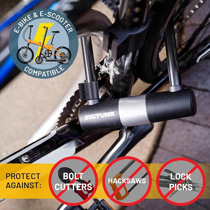 Sigtuna Heavy Duty Anti-Theft U Lock - 18mm Shackle, Bicycle & E-Bike Lock with Sturdy Mounting Bracket for Scooter, Motorcycle & Outdoor Equipments