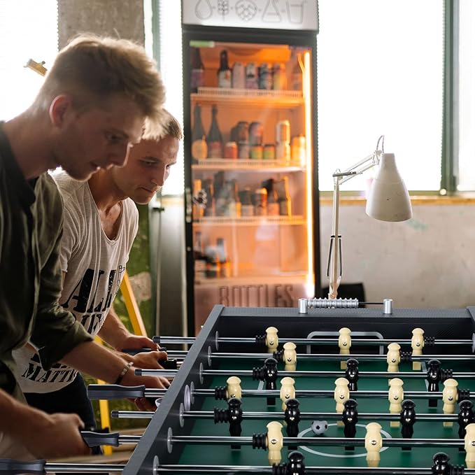 Large Size Foosball Table Adult Size, Full Size Soccer Game Table w/2 Balls, Leg Levelers & Heavy-Duty Legs, Durable Arcade Football Table for Game Room, Home, Office, Party