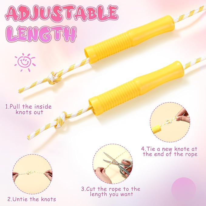 Aoriher 80 Pcs Jump Rope Bulk Kids 7.22 ft Adjustable Stripe Skipping Rope Outdoor Exercise Fitness Equipment for Back to School Class Playground Activities Set, 4 Colors