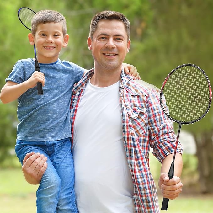 KH Badminton Rackets Set of 2 4 6 for Adults Kids,Beach Lawn Backyard Game Outdoor Sports,Racquets,Shuttlecocks & Carry Bag Included