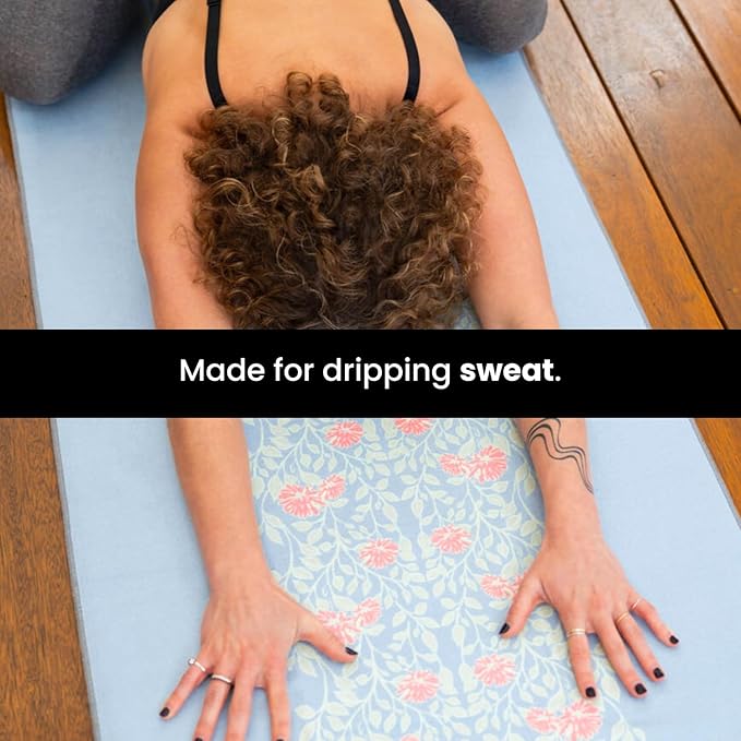 Yoga Drip Yoga Towel - Non Slip Hot Yoga Mat Towel With Corner Pockets, No-Skid Grip, and Built-in Alignment Lines | Soft, Moisture Wicking, and Sweat Absorbent | No Bunching, Stays in Place 72" x 25"