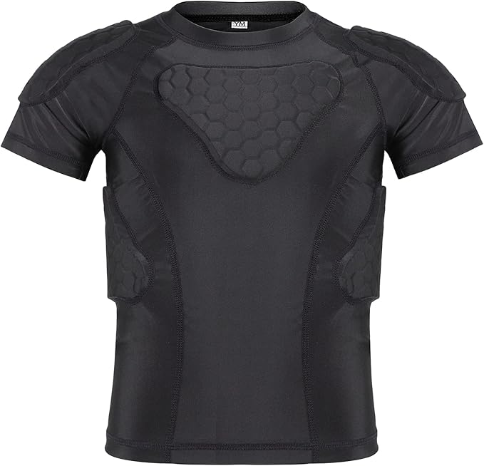 Youth Padded Compression Shirt Rib Protector for Football Protective Gear Baseball Padded Shirt Kid Child Boys