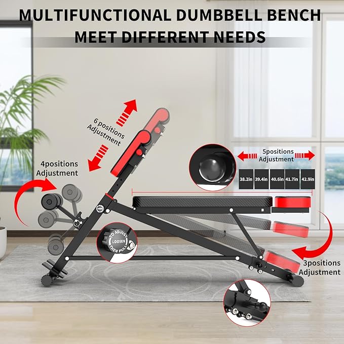 K KiNGKANG Adjustable Weight Bench,Roman Chair Load 500 LBS Workout Bench for Home Gym Workout Fitness Equipment Adjusts to Decline or Flat Bench