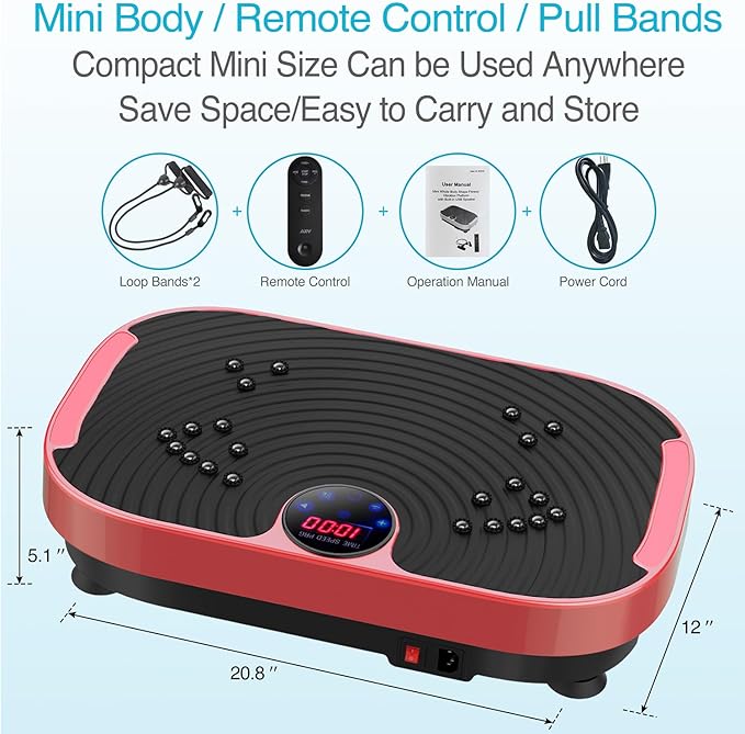 AXV Vibration Plate Fitness Platform Exercise Machine Vibrating Lymphatic Drainage Shaking Full Body Shaker Workout Vibrate Stand Shake Board Sport Gym for Weight Loss Fat Burner for Women Men