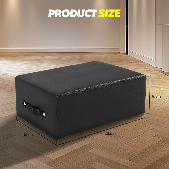 Portable Pilates Sitting Box, Non-Slip Pilates Reformer Sit Box for Home Gym, Pilates Exercise Accessories Suitable for Pilates Boards, Premium Leather and Plywood