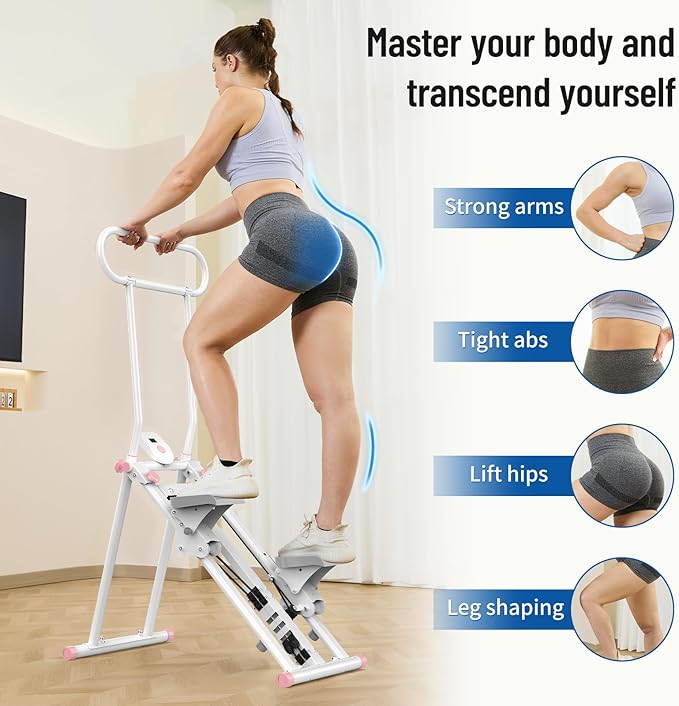 Stair Stepper for Home Gym,Folding Vertical Climber Cardio Exercise Machine,Stair Climber for Full Body Workout with Adjustable Handlebar for Women & Men